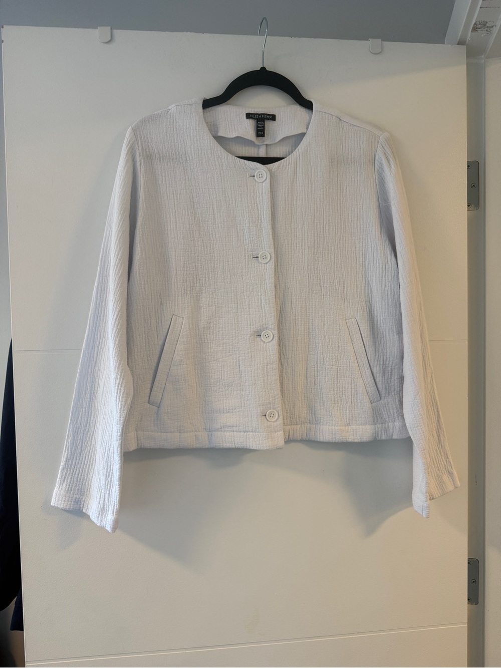 Eileen Fisher White Organic Cotton Gauze Jacket Size S
